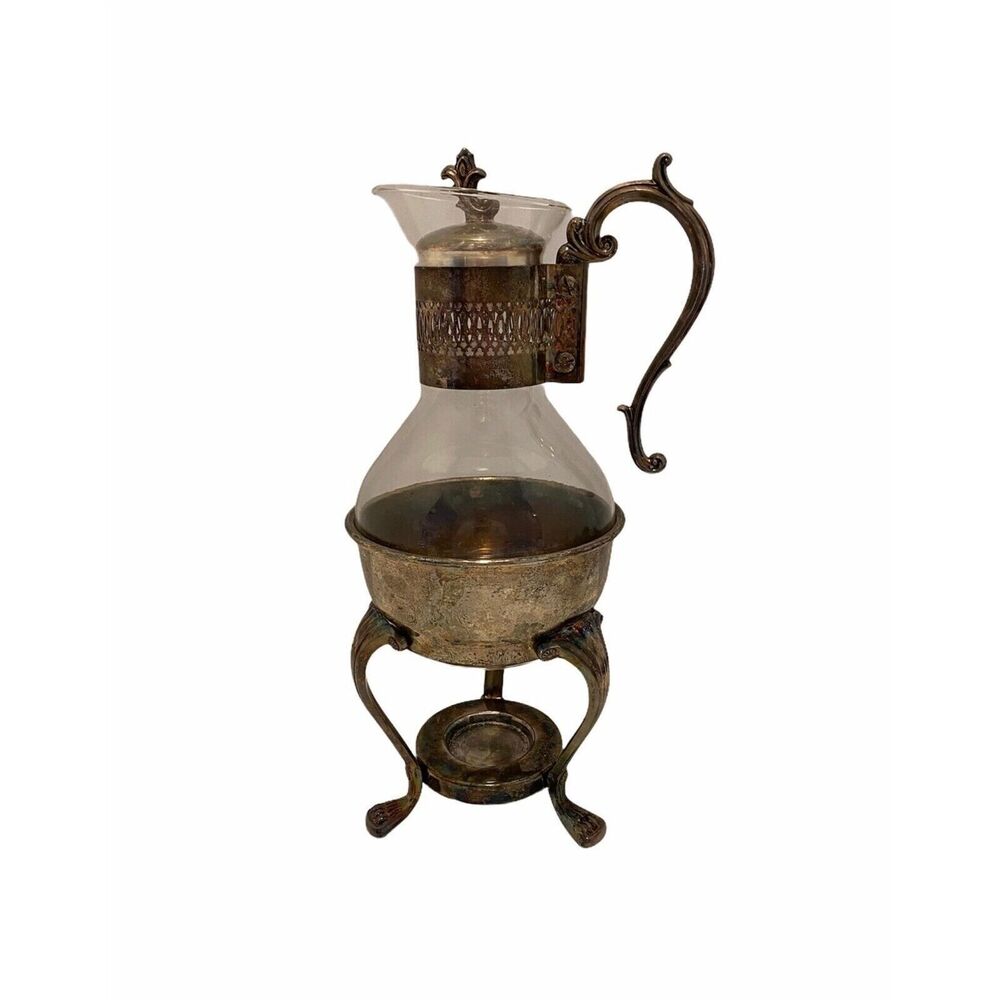 FB Rogers Silver Company Vintage Italian Silver Plated Coffee Carafe and Stand